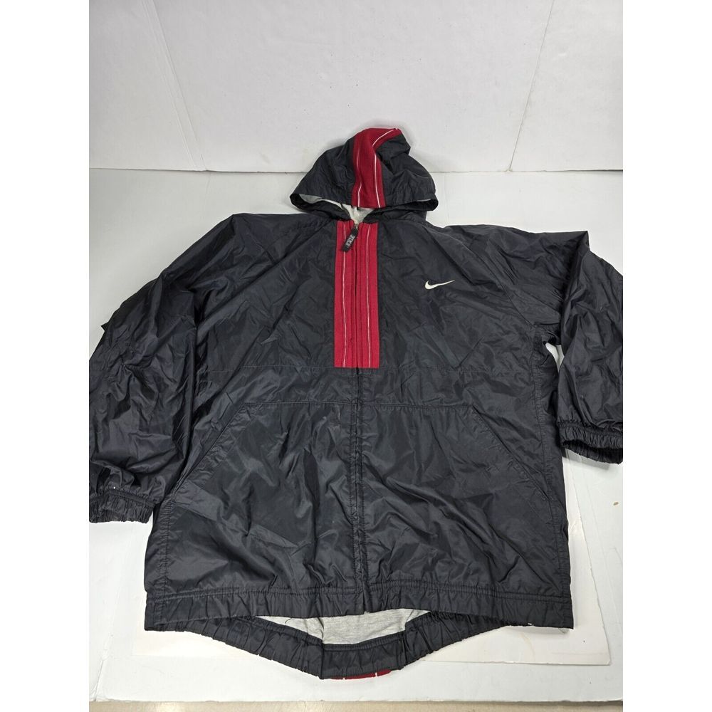 Nike XL (18-20)Kids Windbreaker Hooded Vintage Jacket Black Red